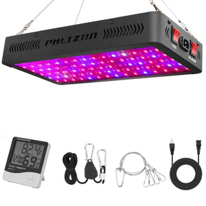 Phlizon Newest LED Plant Grow Light,with Thermometer Humidity Monitor,with Adjustable Rope,Full Spectrum Double Switch Plant Light for Indoor Plants Veg and Flower