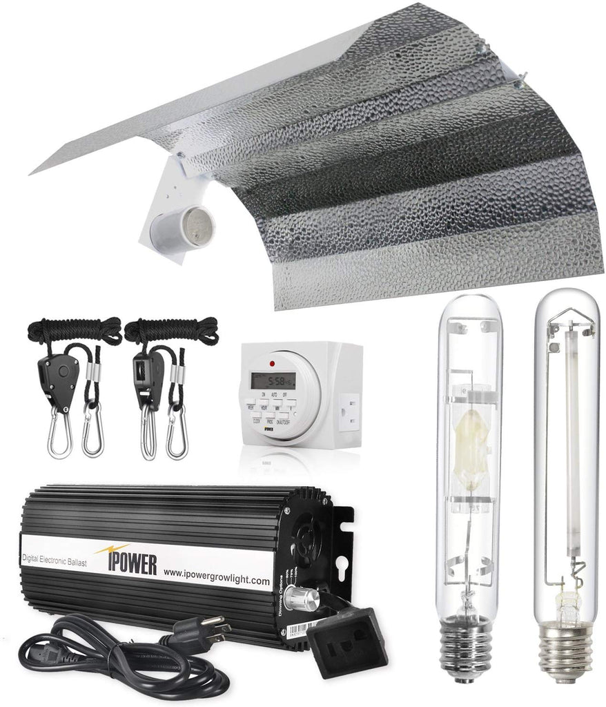iPower HPS MH Digital Dimmable Grow Light System Kits Wing Reflector GrowPackage