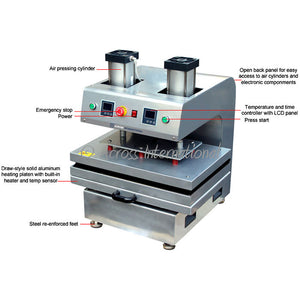 Across International 1 Ton Draw-Style Pneumatic Rosin Press with Dual 24" x 16" Heating Platens, 110 Volt